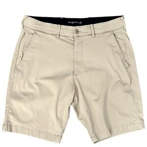 Abercrombie Fitch Mens Stretch Chino Shorts Khaki Size 34 Casual Everyday